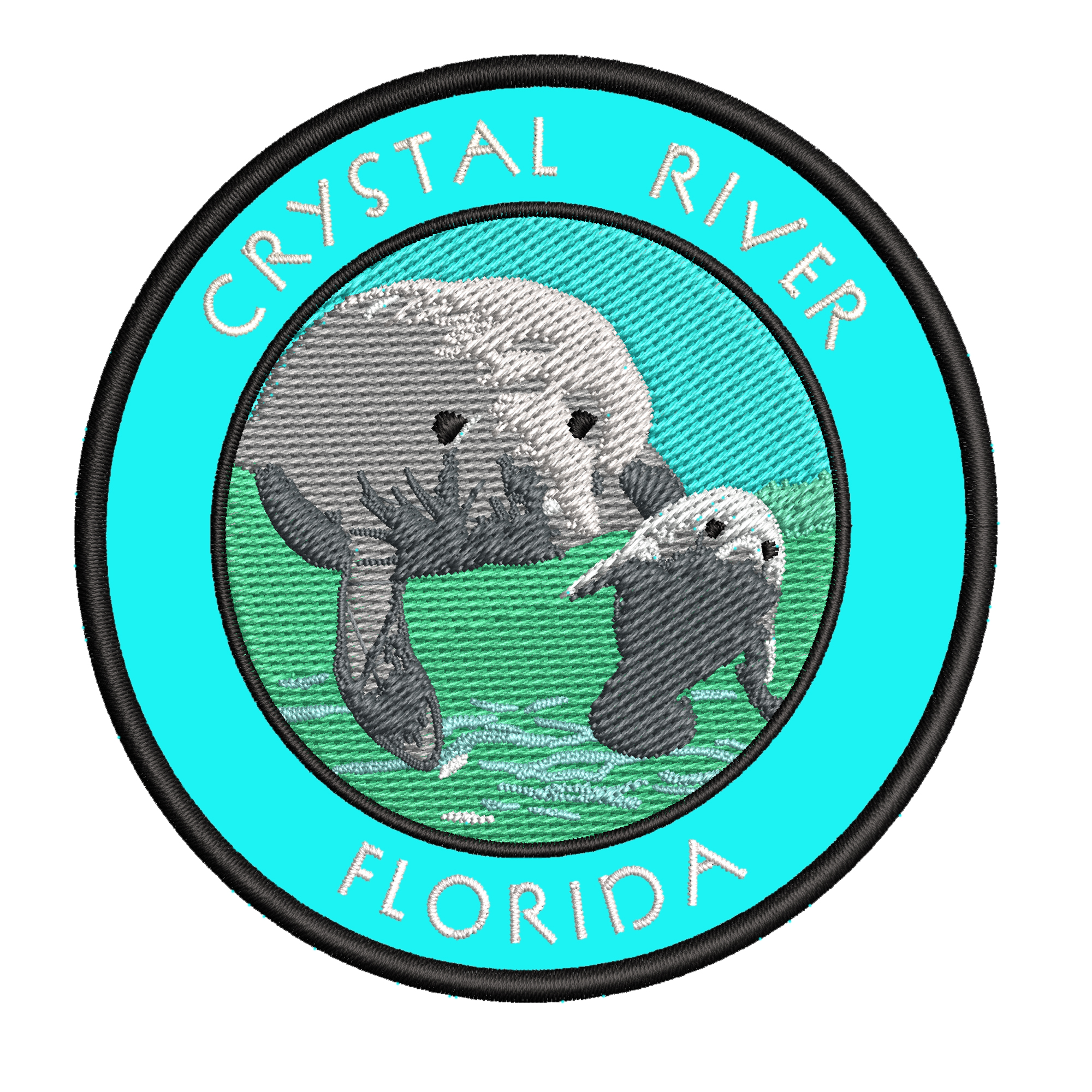 Crystal River Florida Manatee Embroidered Patch Iron Sew-On Applique